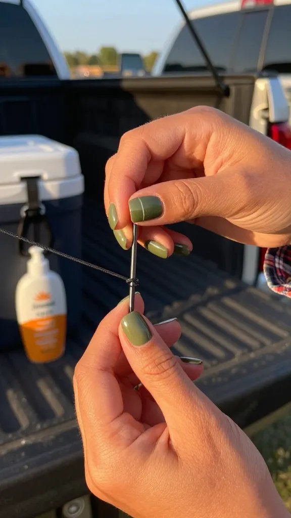 Olive drab short square nails