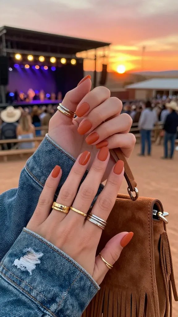 Matte terracotta round nails