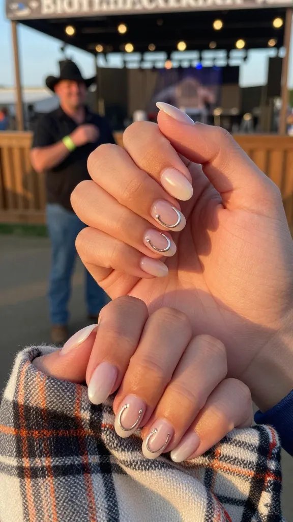 Clear nails with tiny horseshoe accents