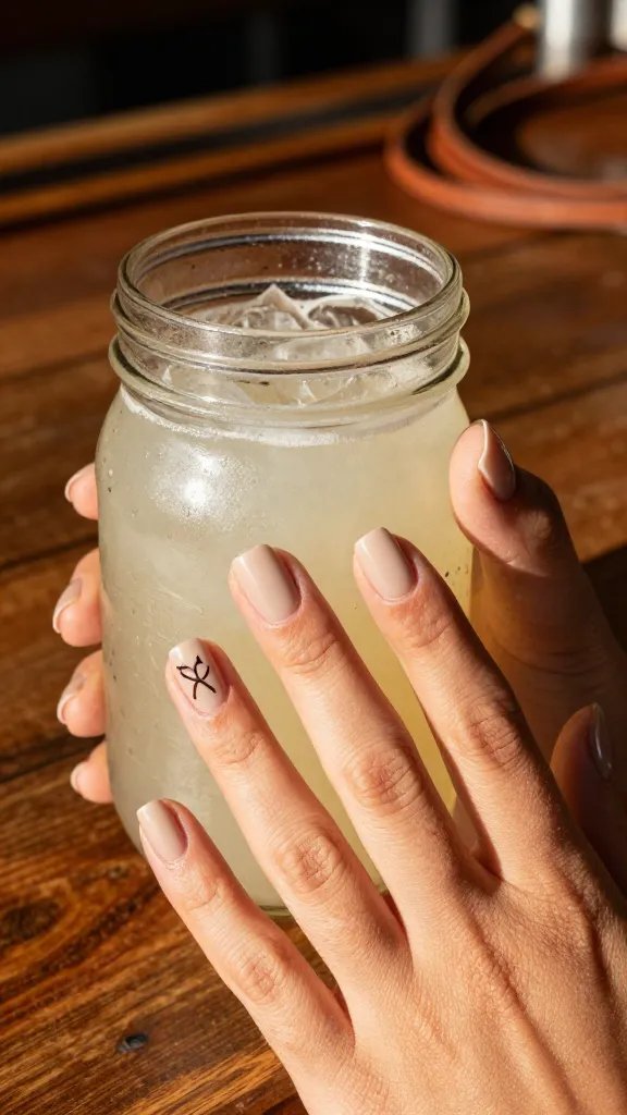 Cattle brand initial monogram nails on short round shape