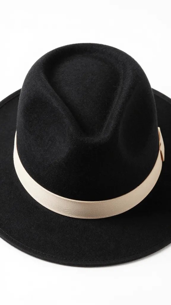 black felt Stetson with cream hatband
