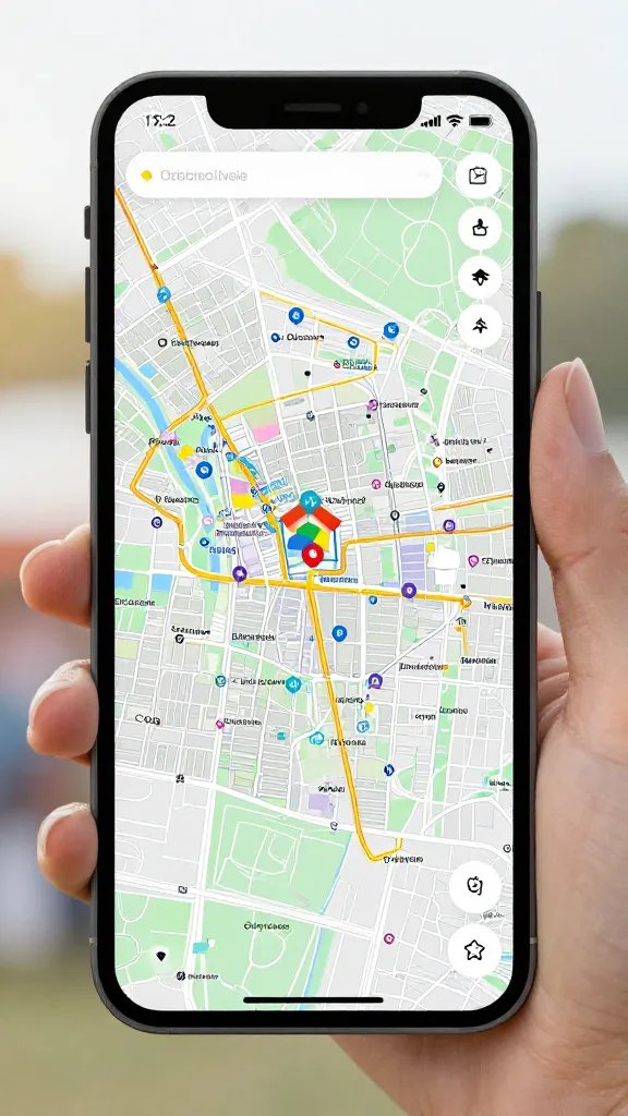 phone screen showing festival map, sun glare reflections