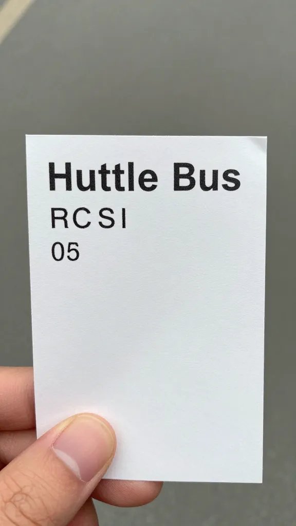 shuttle bus ticket stub in hand, sharp macro