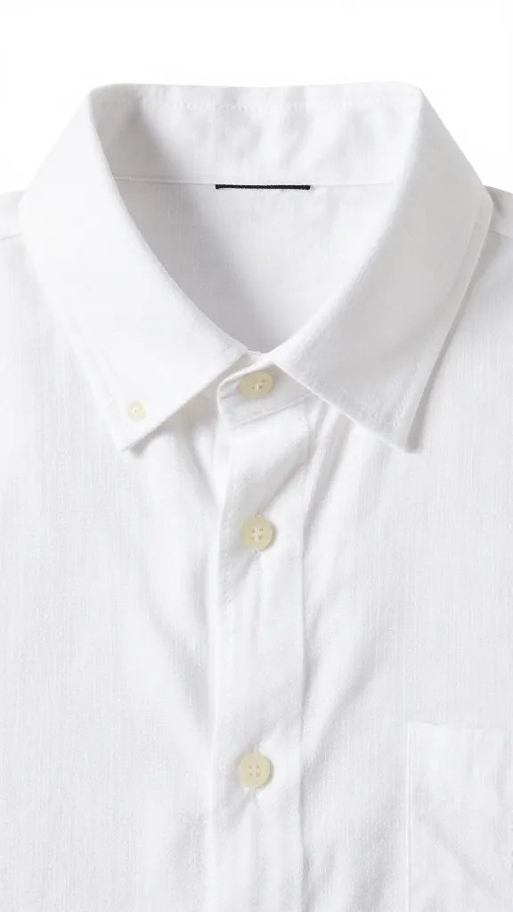 breathable white linen button-up collar closeup