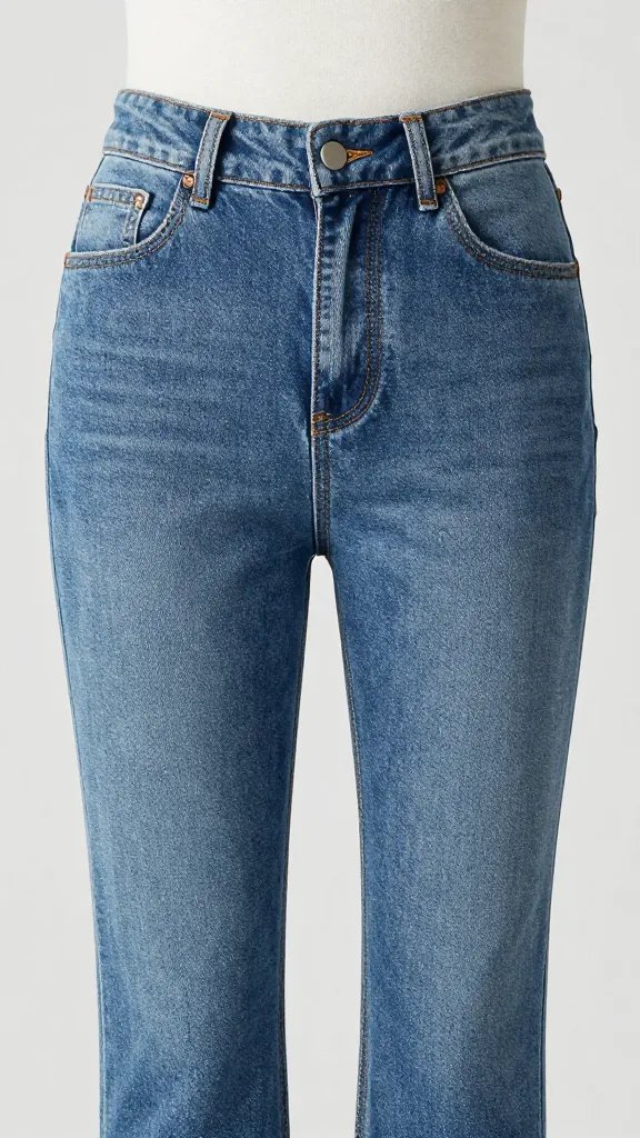 closeup high-rise bootcut jeans waistband with double belt loops