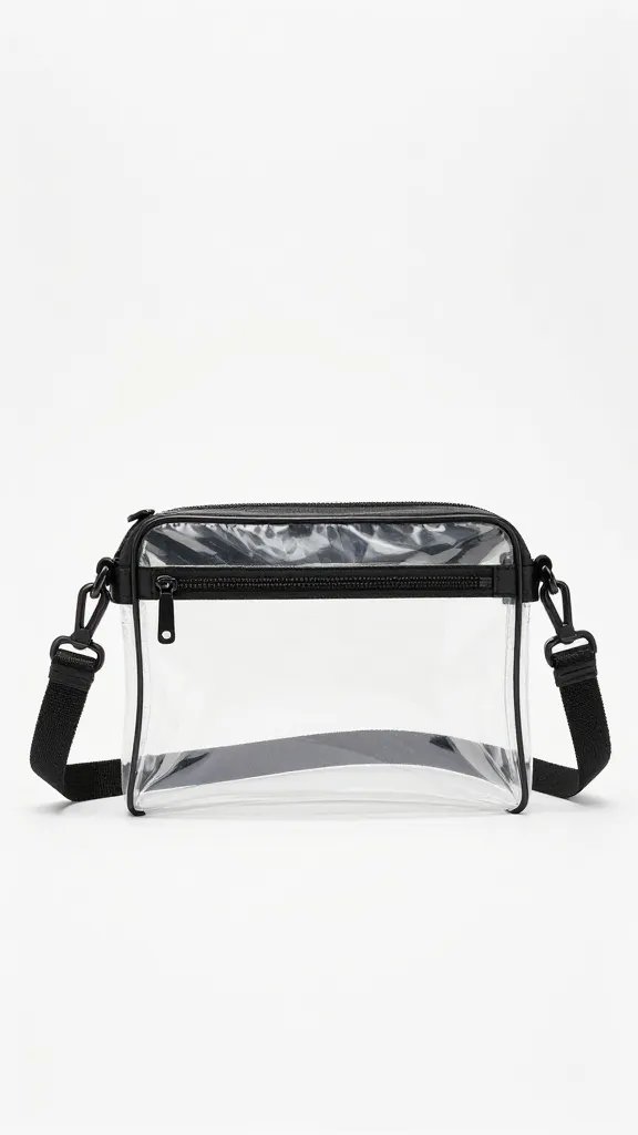 clear stadium-approved crossbody bag on white background