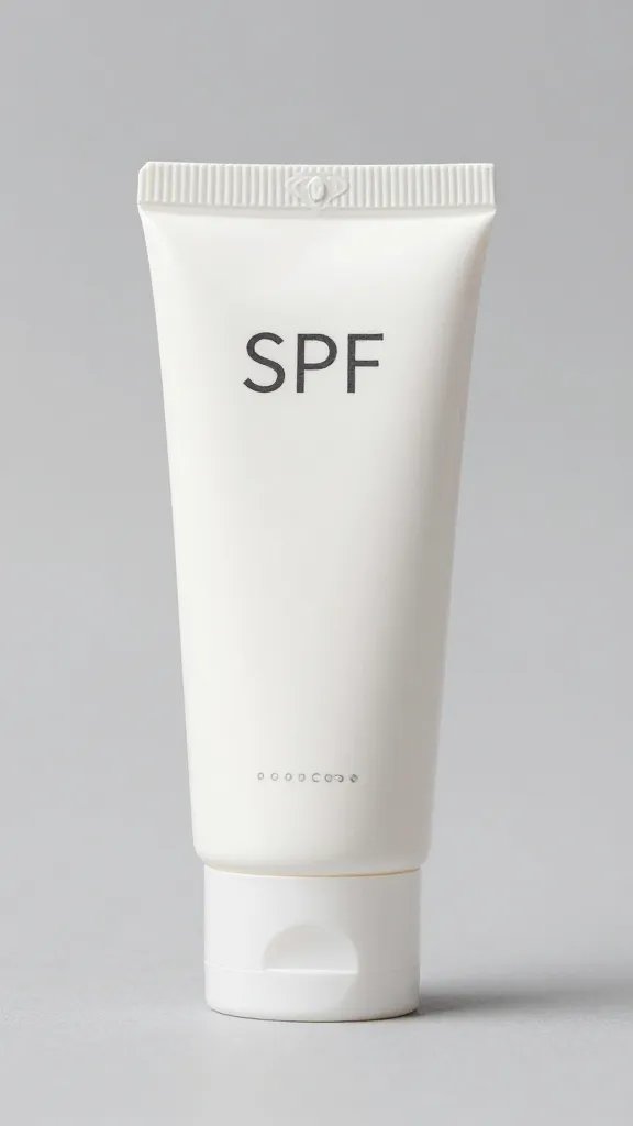 compact sunscreen tube with SPF label, studio closeup