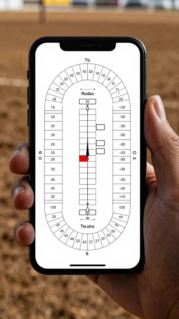 smartphone screen showing rodeo seating map in hand