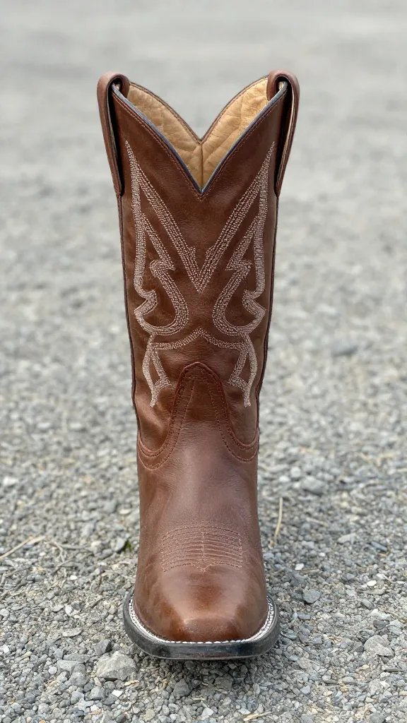 square-toe cowgirl boot tip on gravel