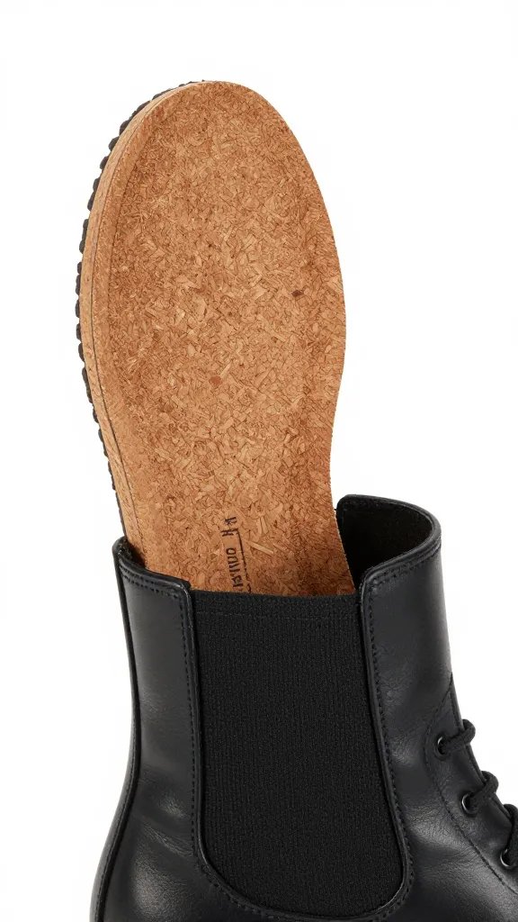 cork insole edge peeking inside boot shaft