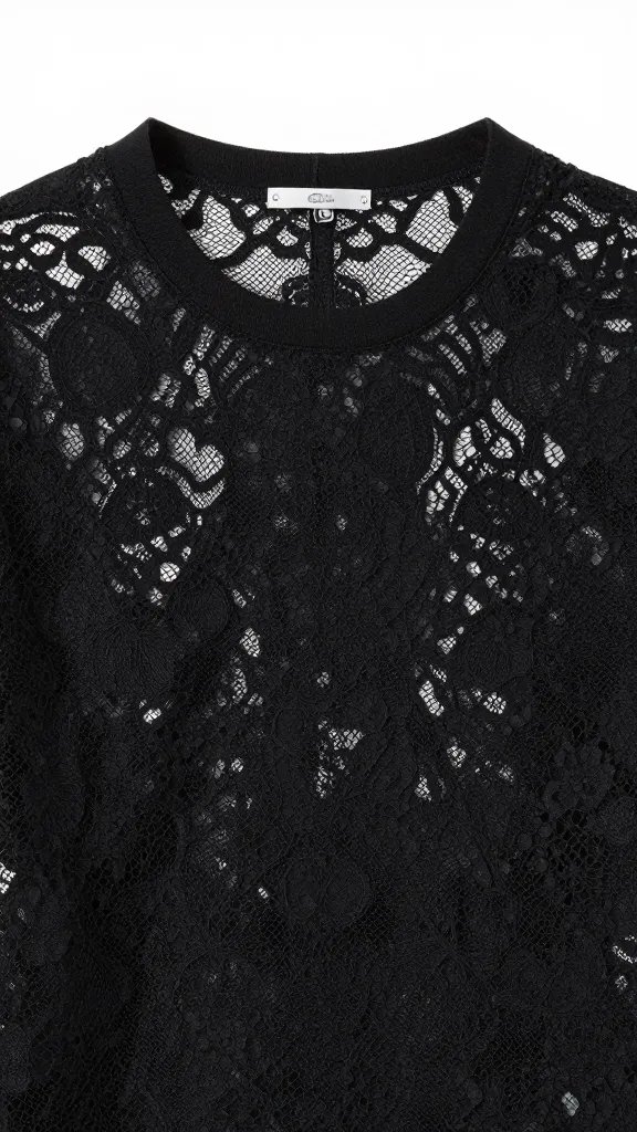 lined lace blouse neckline under phone flash