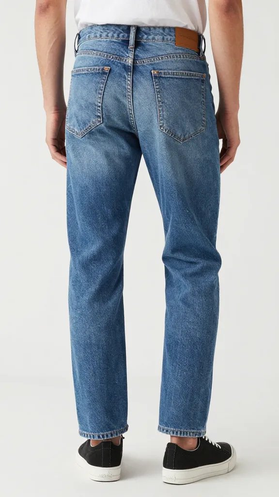 mid-rise jeans back pocket with subtle whiskering