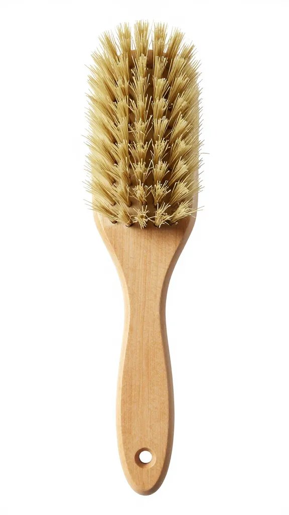 single horsehair brush on boot shaft, bristles detailed