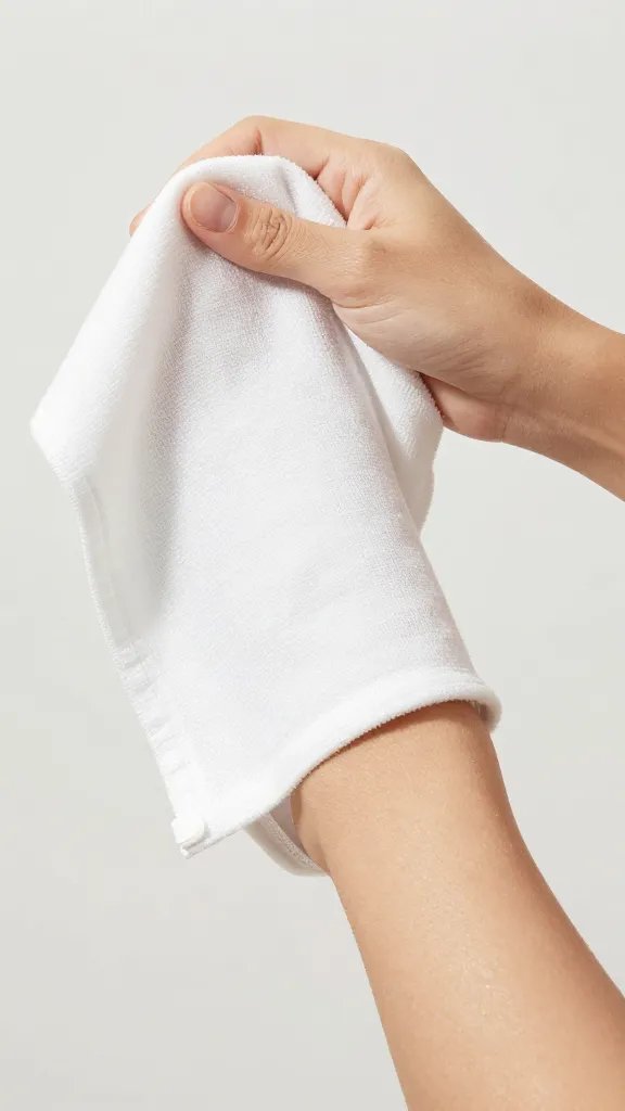cotton cloth applying conditioner to boot vamp