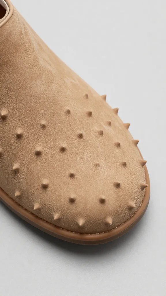 spur ridge scuff on toe box, sharp macro