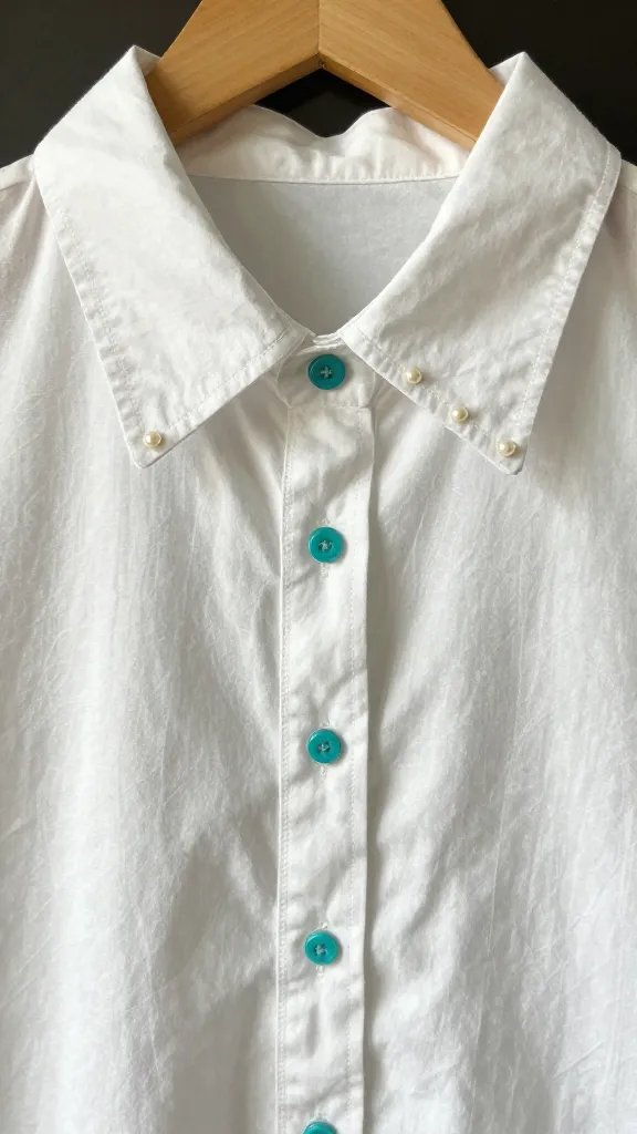 closeup vintage pearl snap shirt, turquoise snaps, on hanger
