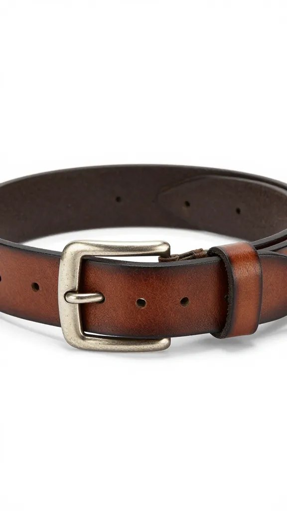 single tooled leather belt, antique silver buckle detail