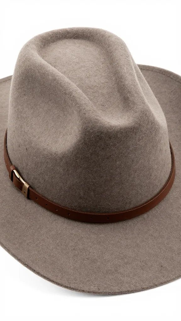 wool felt cowboy hat, teardrop crown, leather band