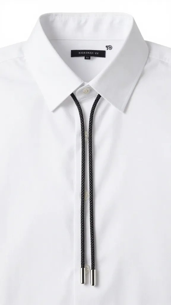 rhinestone bolo tie on crisp white oxford collar