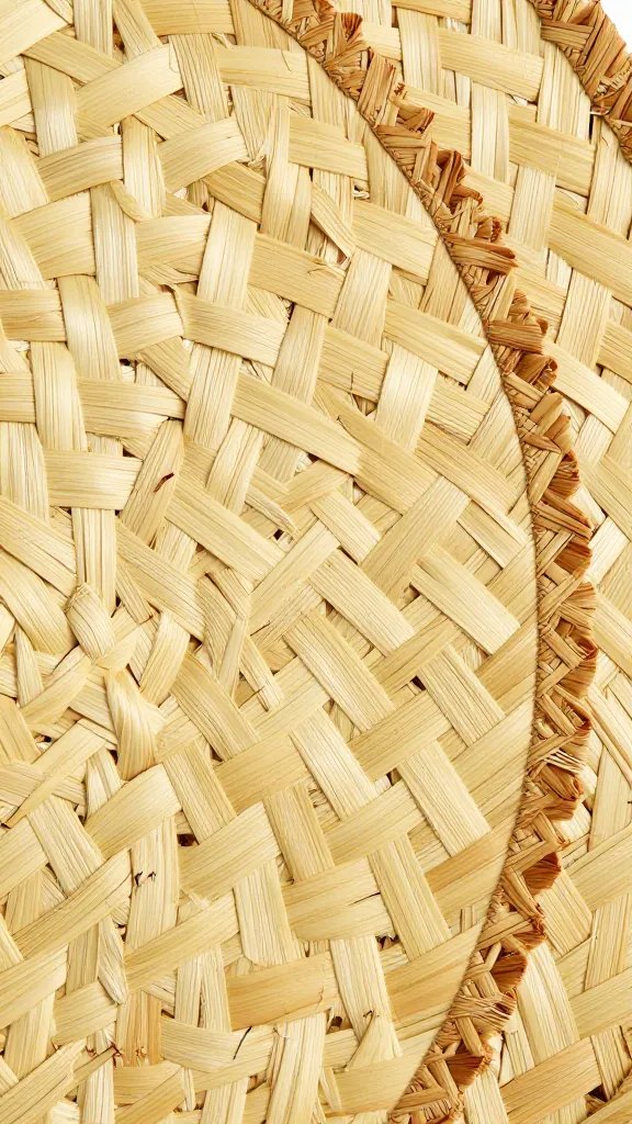 crushed straw brim edge before reshaping, macro detail