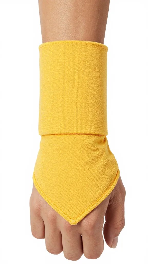 mustard bandana wrist wrap with clean rolled cuff
