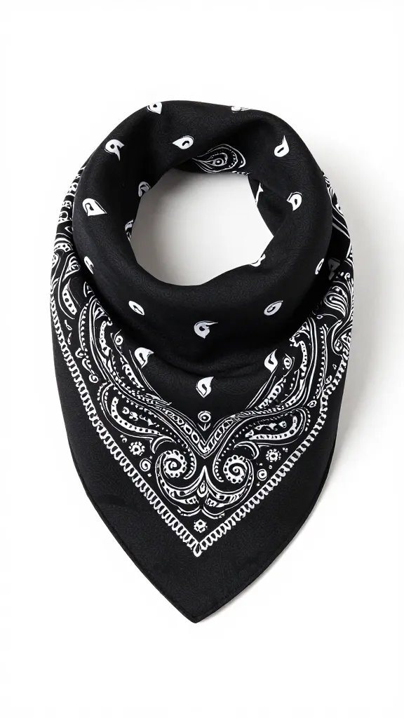 black paisley bandana folded triangle neckerchief