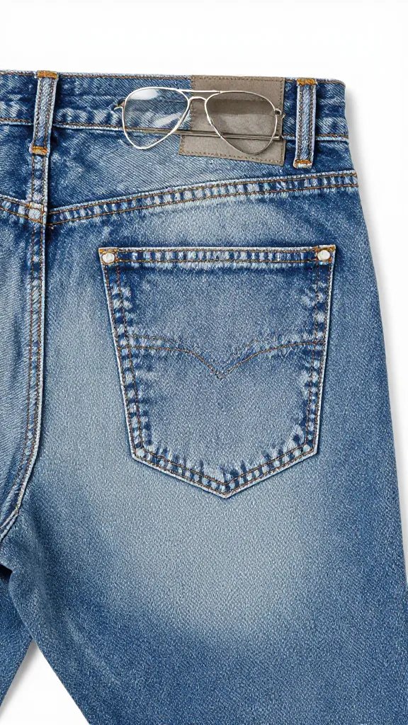 silver double-bridge aviator on faded denim pocket