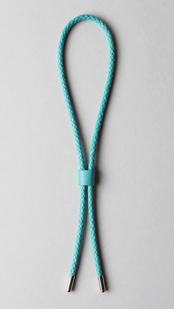 turquoise bolo tie slide, braided leather cord detail