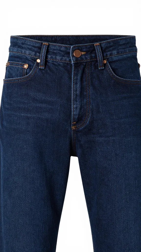 dark indigo rigid denim jean waistband with copper rivet