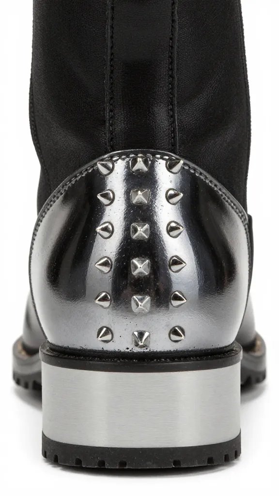 spur rowel closeup on polished boot heel