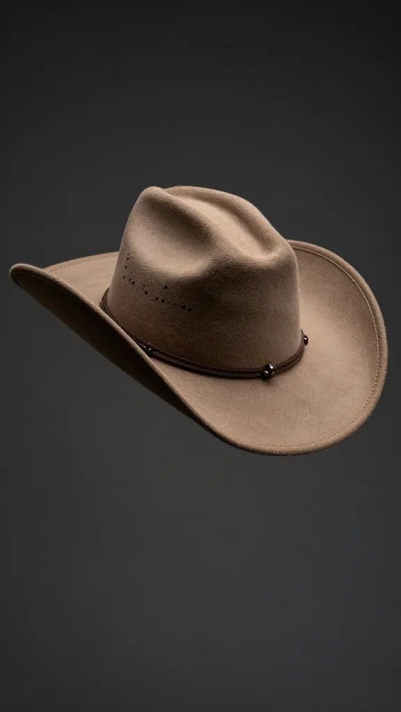 high-crease pinch-front cowgirl hat, studio lighting