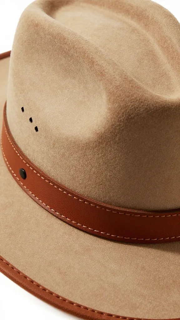 closeup of leather sweatband inside cowgirl hat